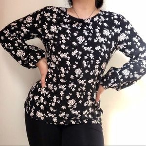 Floral Open Back Bow-tie Blouse
